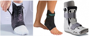 walking boot and ankle braces for sprained ankles